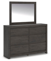 Fraluna King Panel Storage Bed, Dresser, Mirror and Nightstand in Charcoal - PKG021681