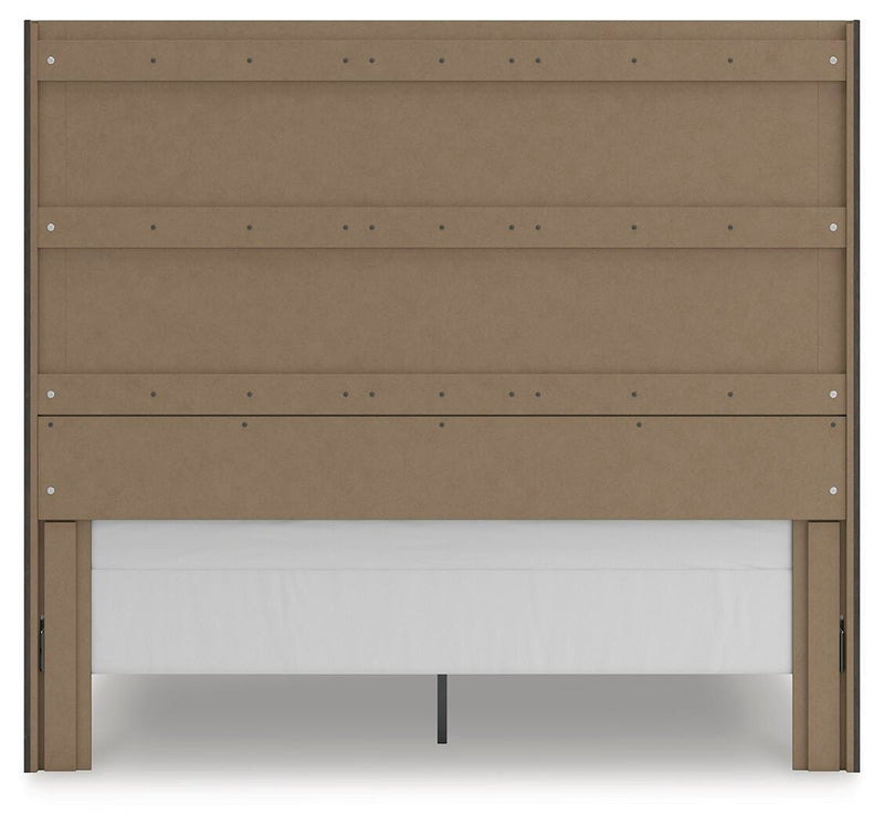 Fraluna King Panel Storage Bed, Dresser, Mirror, Chest and 2 Nightstands in Charcoal - PKG021680