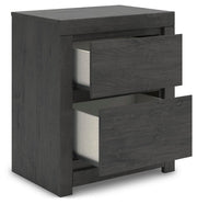 Fraluna Queen Panel Bed, Dresser and Nightstand in Charcoal - PKG021661