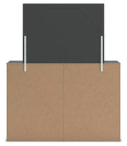 Fraluna Queen Panel Storage Bed, Dresser, Mirror and 2 Nightstands in Charcoal - PKG021671