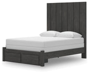 Fraluna Queen Panel Storage Bed, Dresser, Mirror and Chest in Charcoal - PKG021674