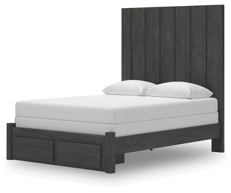 Fraluna Queen Panel Storage Bed, Dresser, Mirror and Nightstand in Charcoal - PKG021673