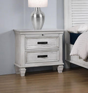 Franco 2-drawer Nightstand Distressed White - 205332