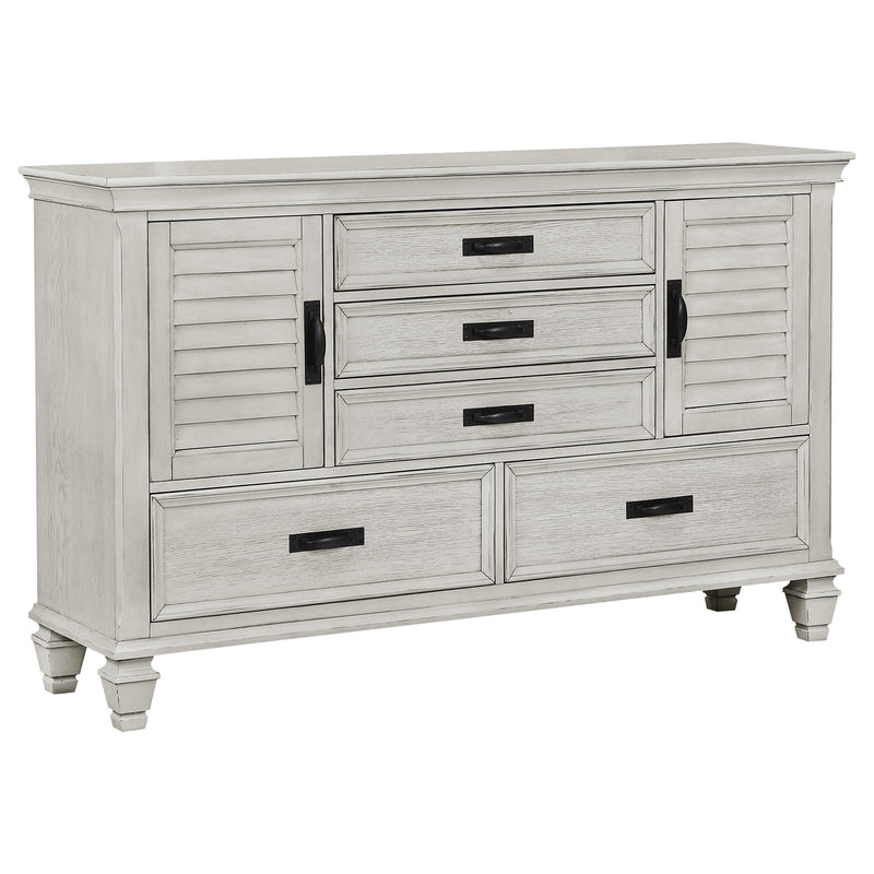 Franco 4-piece Eastern King Bedroom Set Distressed White - 205330KE-S4