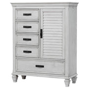 Franco 5-drawer Door Chest Distressed White - 205338