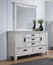 Franco 5-drawer Dresser with Mirror Distressed White - 205333M