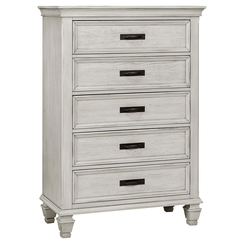 Franco 5-piece Eastern King Bedroom Set Distressed White - 205330KE-S5