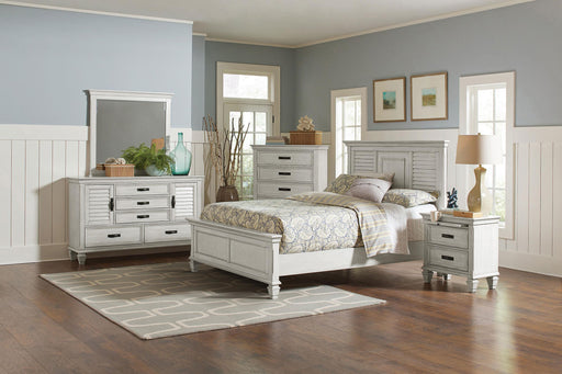 Franco 5-piece Eastern King Bedroom Set Distressed White - 205331KE-S5