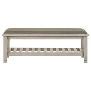 Franco Fabric Upholstered Bench with Shelf Distressed White - 205337