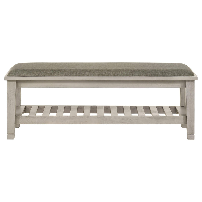 Franco Fabric Upholstered Bench with Shelf Distressed White - 205337