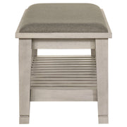 Franco Fabric Upholstered Bench with Shelf Distressed White - 205337