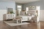 Franco Wood Eastern King Panel Bed Distressed White - 205331KE