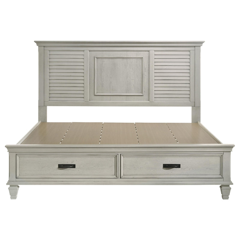 Franco Wood Eastern King Storage Panel Bed Distressed White - 205330KE