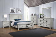 Franco Wood Queen Storage Panel Bed Distressed White - 205330Q