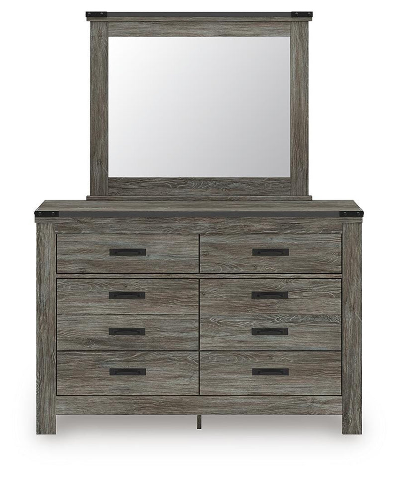 Frandern Full Bookcase Panel Bed with Storage, Dresser, Mirror and Chest - B4480B28