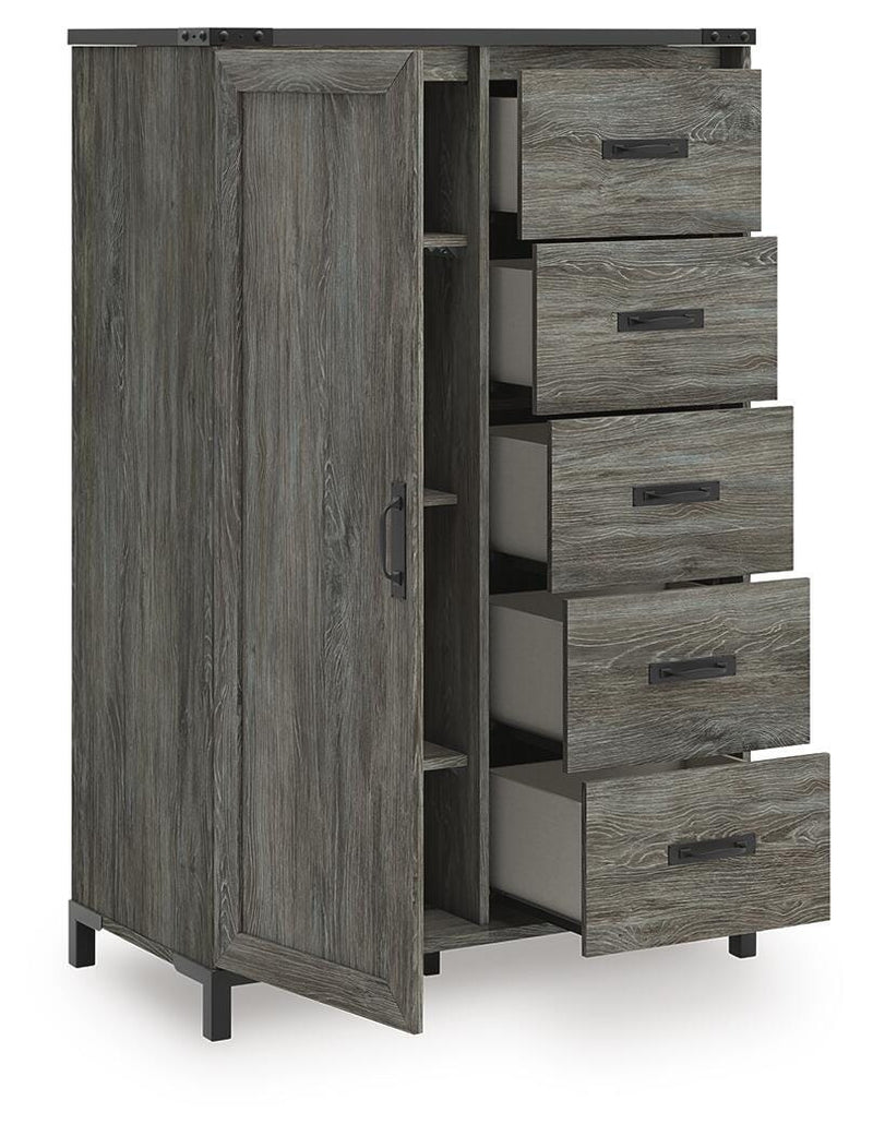 Frandern Full Bookcase Panel Bed with Storage, Dresser, Mirror and Chest - B4480B28