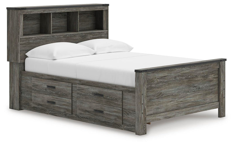 Frandern Full Bookcase Panel Bed with Storage, Dresser, Mirror and Chest - B4480B28