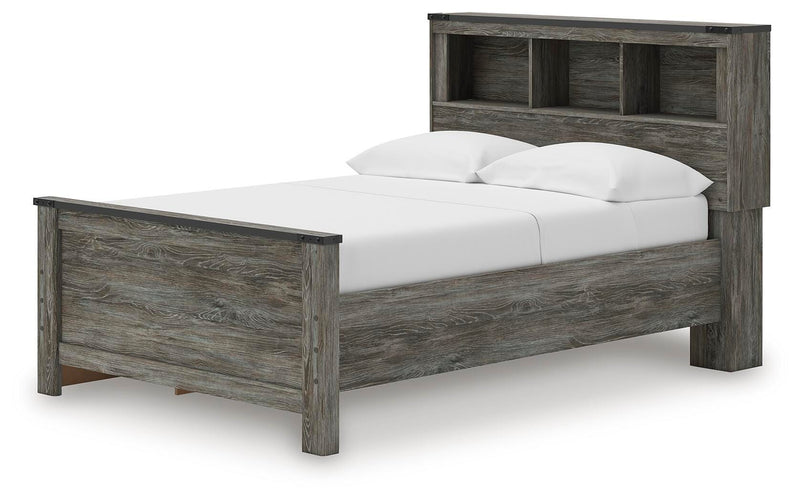 Frandern Full Bookcase Panel Bed with Storage, Dresser, Mirror and Chest - B4480B28