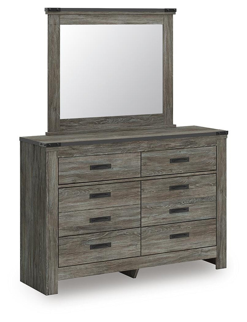 Frandern Full Bookcase Panel Bed with Storage, Dresser, Mirror and Chest - B4480B28