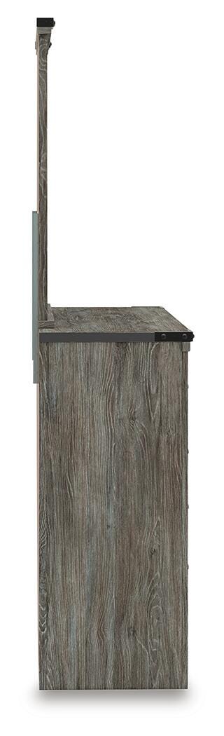 Frandern Full Bookcase Panel Bed with Storage, Dresser, Mirror and Chest - B4480B28
