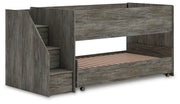 Frandern Warm Gray Twin Over Twin Loft Bed and Mattresses - B4480B27