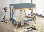 Frankie Twin Over Twin Bunk Bed with 7-inch Mattresses Blue - 460572T-SM