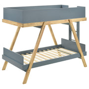 Frankie Wood Twin Over Twin Bunk Bed Blue and Natural - 460572T