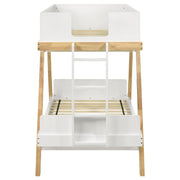 Frankie Wood Twin Over Twin Bunk Bed White and Natural - 460570T