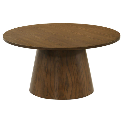 Franklin 36-inch Round Pedestal Coffee Table Dark Brown - 706438