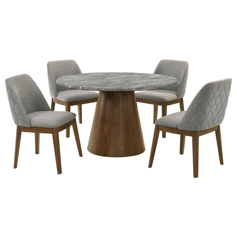Franklin 5-piece 50-inch Round Dining Table Set Grey and Dark Oak - 193820-S5