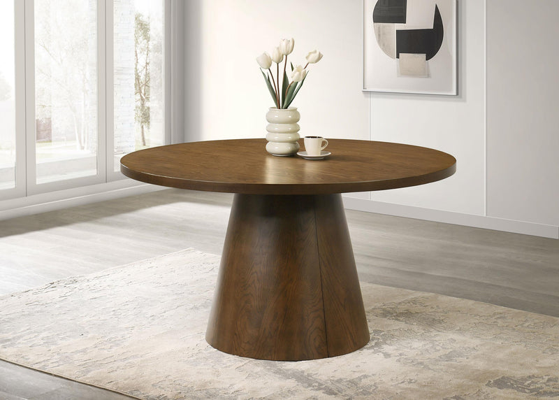 Franklin 54-inch Round Wood Pedestal Base Dining Table Dark Brown - 193830