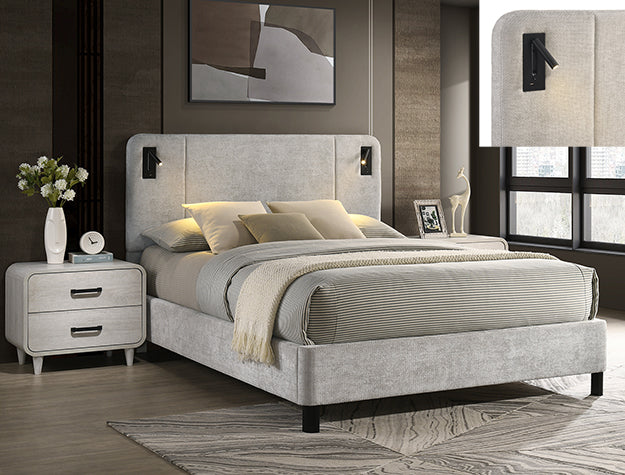 Freya Queen Hb/Footboard Light Grey - 5272LG-Q-HBFB