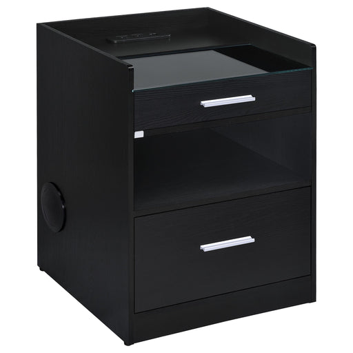 Furda 2-drawer LED Nightstand Bedside Table with Speaker Black Ash - 306132BLK