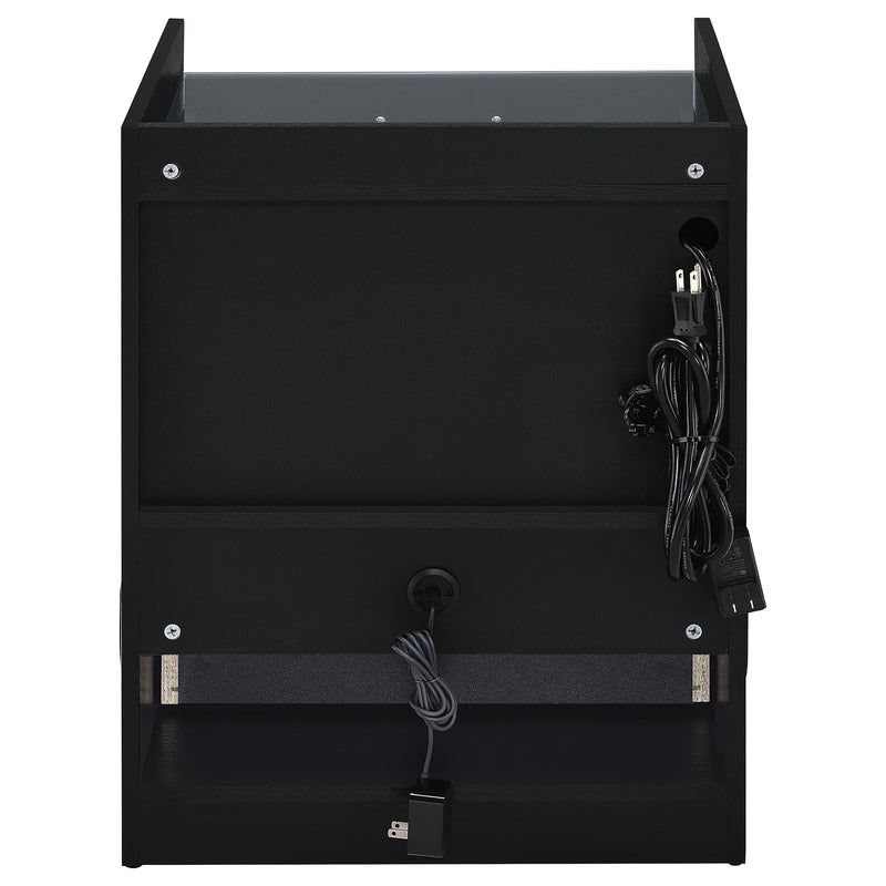 Furda 2-drawer LED Nightstand Bedside Table with Speaker Black Ash - 306132BLK