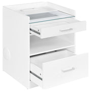 Furda 2-drawer LED Nightstand Bedside Table with Speaker White High Gloss - 306132WHT