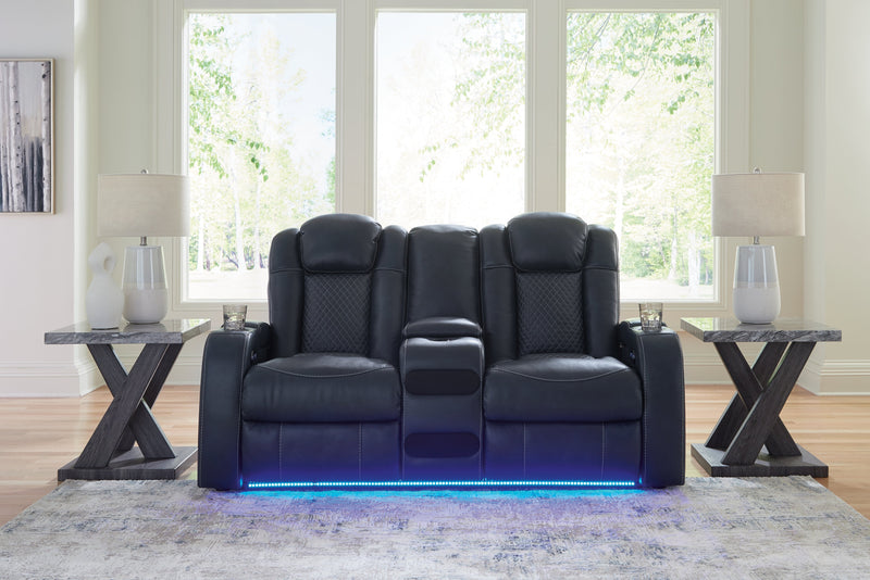 Fyne-Dyme Sapphire Power Reclining Loveseat with Console - 3660318