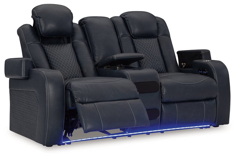 Fyne-Dyme Sapphire Power Reclining Loveseat with Console - 3660318