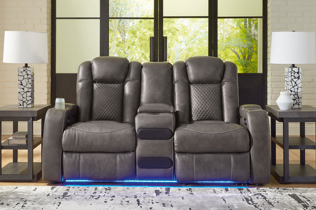 Fyne-Dyme Shadow Power Reclining Loveseat with Console - 3660218