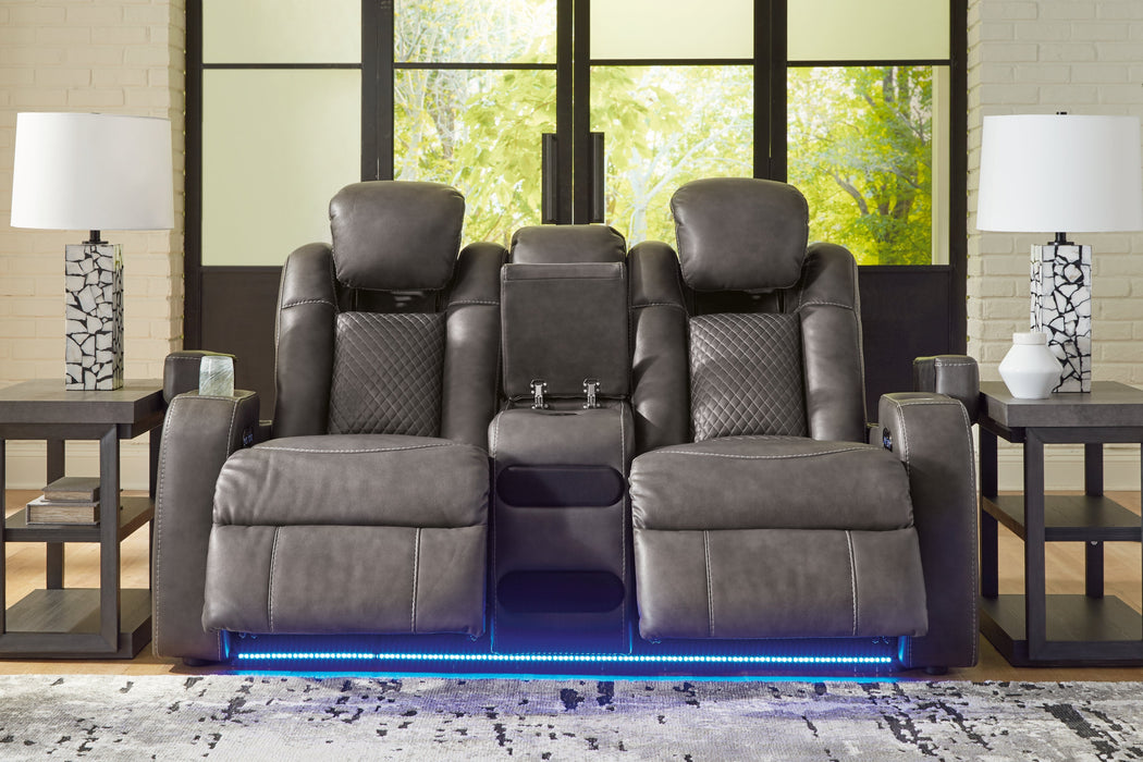 Fyne-Dyme Shadow Power Reclining Loveseat with Console - 3660218
