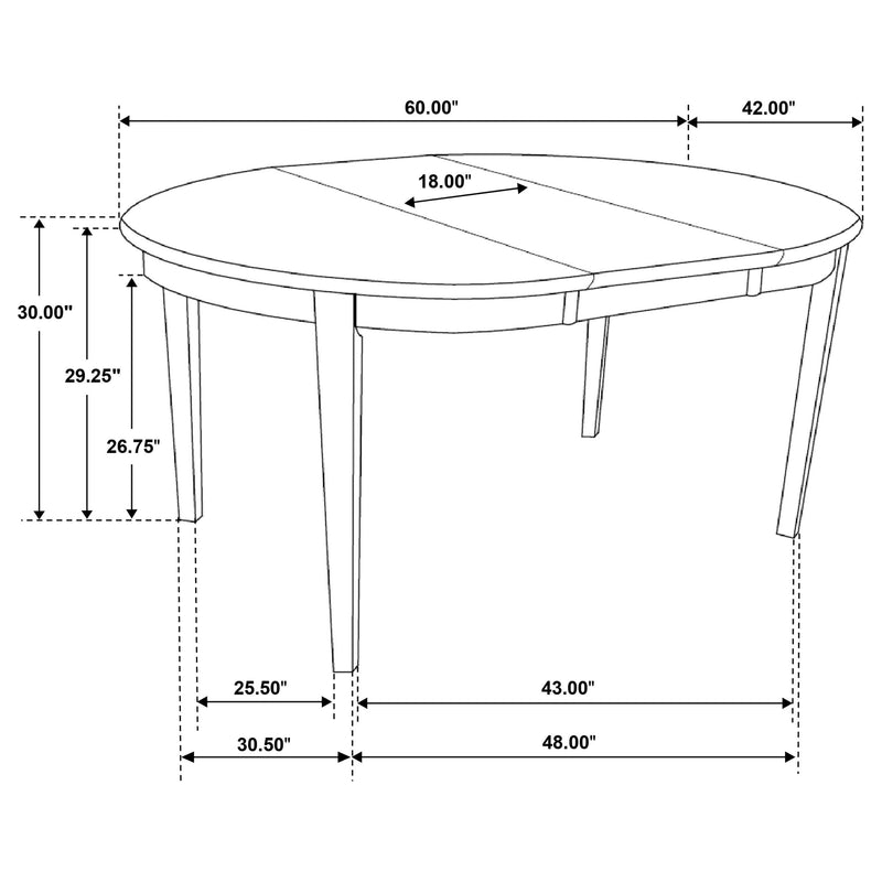 Gabriel Oval 60-inch Extension Leaf Dining Table Cappuccino - 100770