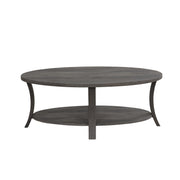 Gabriella - Dark Gray 3PC Coffee Table Set, Oval Shape Coffee Table and 2 Round Shape End Tables with Storage Shelves - T125-3PC-Set