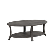 Gabriella - Dark Gray 3PC Coffee Table Set, Oval Shape Coffee Table and 2 Round Shape End Tables with Storage Shelves - T125-3PC-Set