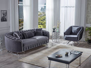 Galata 3-pieces (Sofa & Loveseat & Chair) Livingroom in Anthracite - 200-SUM-GAL-VELVET412-321