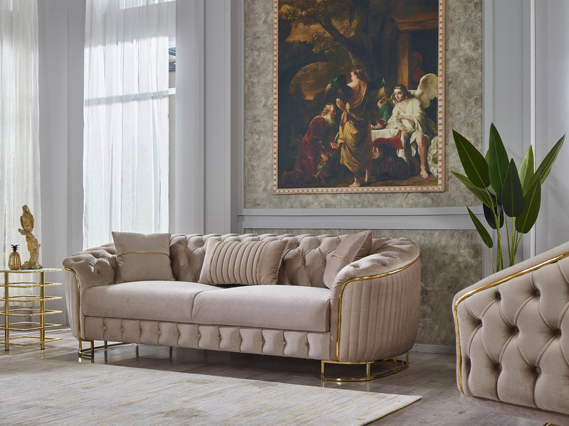 Galata Stationary Sofa in Beige - 200-SUM-GAL-VELVET260-3