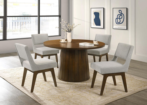 Galindo 5-piece 52-inch Round Dining Set Light Grey and Walnut - 193750-S5A