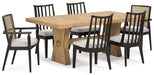 Galliden Light Brown Dining Table and 6 Chairs with Server - Gate FurnitureDining Room Set