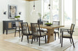 Galliden Light Brown Dining Table and 6 Chairs with Server - Gate FurnitureDining Room Set