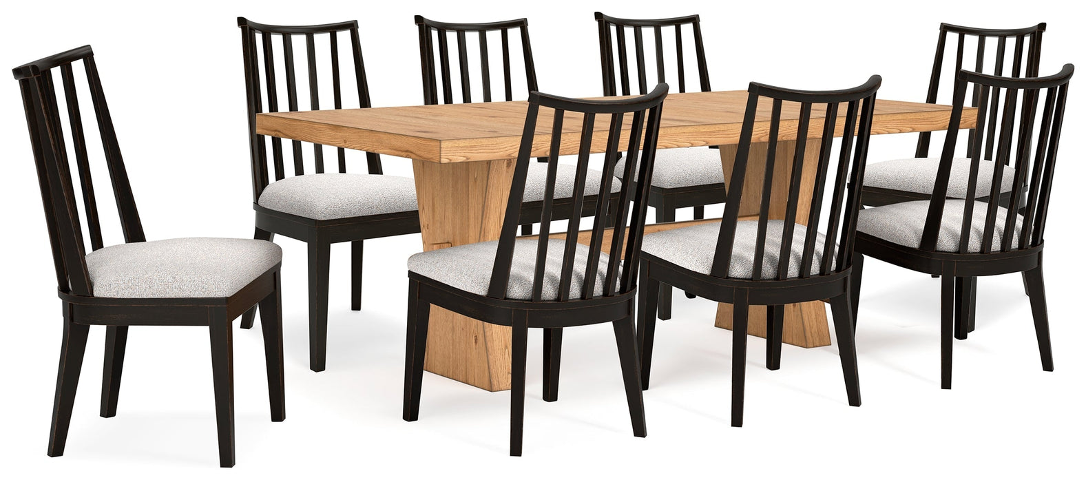 Galliden Light Brown Dining Table and 8 Chairs - Gate FurnitureDining Room Set