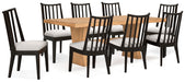 Galliden Light Brown Dining Table and 8 Chairs - Gate FurnitureDining Room Set