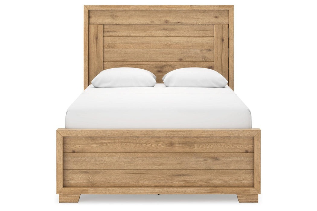 Galliden Light Brown Queen Panel Bed - Gate FurnitureQueen Bed